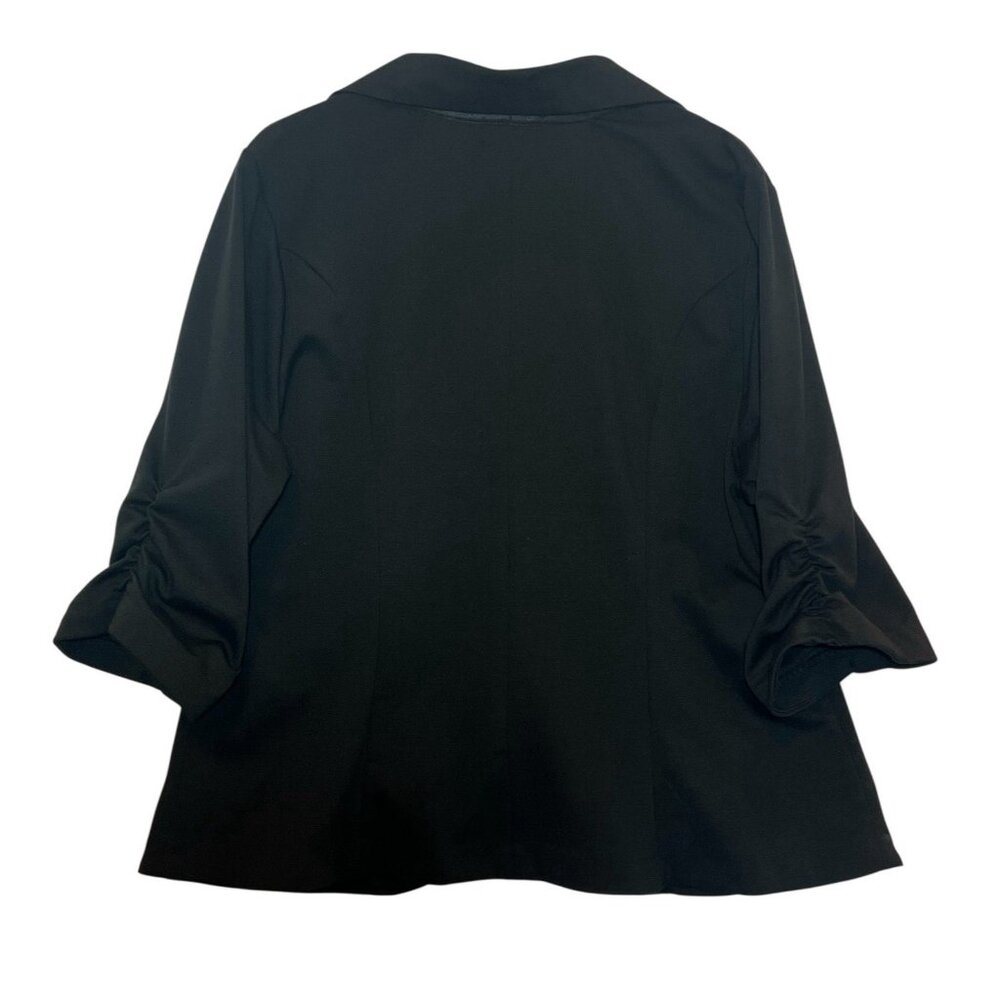 Torrid 3 Women Blazer Plus Size 3X Black 3/4 Ruched Sleeve Vintage Buttons - Picture 2 of 10